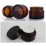 3PCS Leere Bernstein Glas Flaschen Behälter Gläser mit Schwarzen Kappen und Weißen Innenliner für Make-up Creme Lotion Lippenbalsam Pulver Salben