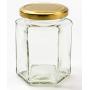 Nutleys 280 ml Hexagonal Glass Jam Jars with Gold Lids (6-Piece)