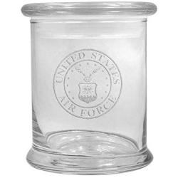 12 oz Clear Glass storage Herb Stash Jar and Lid with US Airforce Logo