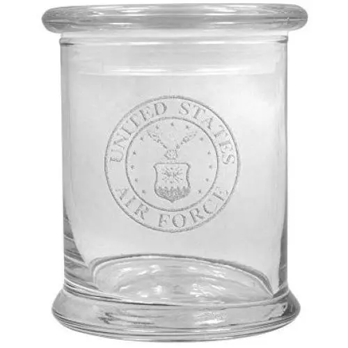 12 oz Clear Glass storage Herb Stash Jar and Lid with US Airforce Logo