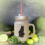 Maroon Maine Coon Cat Silhouette #1 Frosted Glass Mason Jar With Straw