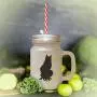 Marine Maine Coon Kat Silhouetten Nr. 1 Frost Glas Mason Jar Mit Stroh