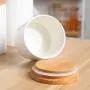 OnePine Set of 3 Food Storage Jar Ceramic Storage Containers with Airtight Seal Bamboo Lid Kitchen Canisters for Tea Sugar Coffee Spice Seasoning and More