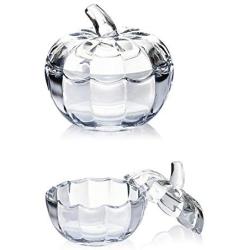 Colias Wing Home Decor & Party Wedding Centerpiece Clear Pumpkin Glass Ribbed Apothecary Jars/Candy Buffet Canisters/Candy Buffet Storage Container/Kitchen Food Storage Jars with Lid-Small