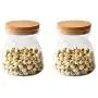 Ensembles de 2 Pots en Verre sans Plomb pour le Stockage d'Aliments avec Bouchons en Bois – Pots pour Café, Biscuits, Farine, Sucre, Épices (550 ml / 18.6 oz) Ensembles de 2 Pots en Verre sans Plomb pour le Stockage d'Aliments avec Bouchons en Bois – Pots pour Café, Biscuits, Farine, Sucre, Épices (550 ml / 18.6 oz)