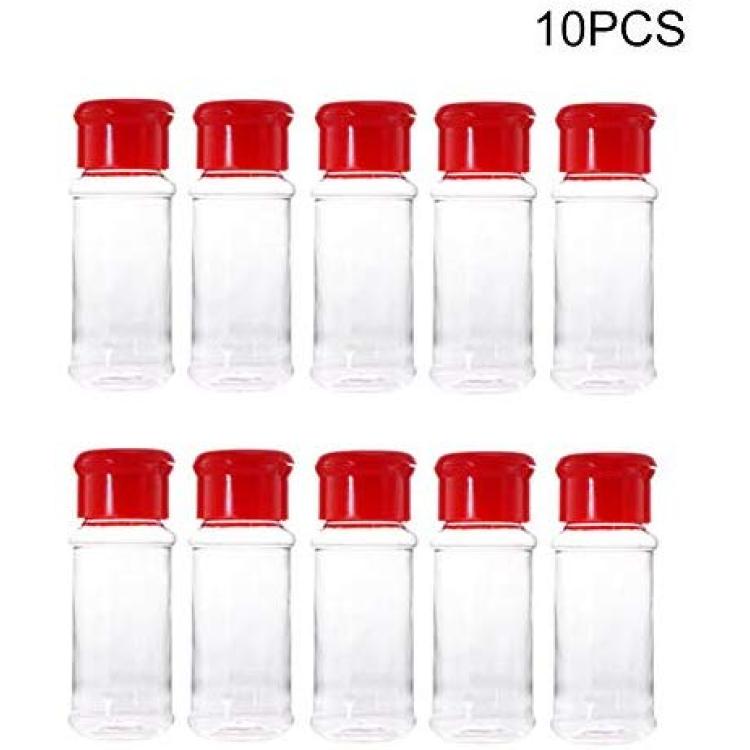 10/25PCS 100ML Clear Plastic Spice Jars with Red/Green Cap, Bottles  Containers Spice Containers Spice