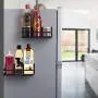 Schwarzer Gewürzregal Organizer Einzelstufiges Leichtes Spice Storage Magnetische Kühlschrankgläser für Olivenöl Salz Pfeffer Kleine Dinge