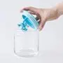 Ein Glasbehälter von Alessi Gianni mit 3 Gläsern und Kunststoffdeckel, Aqua Blau – AMDR04 AZ