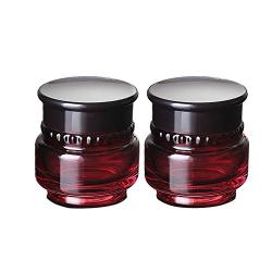 TOPWEL 2PCS 50ML(1.7 OZ) Wine Red Glass Empty Refillable Cosmetic Cream Jar Pot Bottle Container (A#)