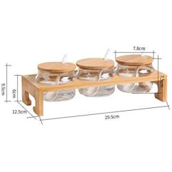 LQQGXLCondiment bottle, jar condiment storage box Spice jar glass cruet food storage container sugar and salt set with lid spice jar