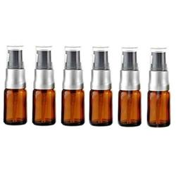 6PCS 10ml Empty Portable Brown Cosmetic Lotion Cream Bottle Shower Toiletries Liquid Make up Storage Container Jars With Black Press Pump For Travel Cosmetic Storage