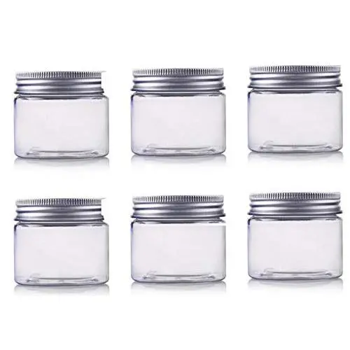 6Pcs 8 oz Clear Round Plastic Jars with Aluminium Lid - Empty Cosmetic Containers Bottle Case Pot for Storage Food Sample Lotion Facial Cream Mask Ointment Tea Pill 6Pcs 8 oz Clear Round Plastic Jars with Aluminium Lid - Empty Cosmetic Containers Bottle Case Pot for Storage Food Sample Lotion Facial Cream Mask Ointment Tea Pill