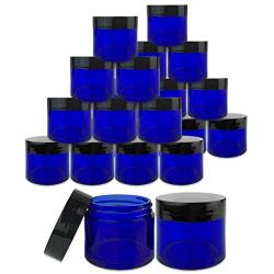 Beauticom 24 Pieces 30G/30ML(1 Oz) Thick Wall Round COBALT BLUE Plastic Container Jars with Black Flat Top Lids - Leak-Proof Jar - BPA Free