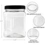 Reg Mouth Jars 32 Oz Plastic Clear Bottles Containers, Airtight Leak-Proof Lids Black Caps, Perfect for Storing Food - Pack of 2