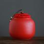 YTH-Box Ceramic Storage Jar for Tea, Sugar Or Coffee Container with Lid, Safe and Durablemoistureproof-red 8x8cm(3x3inch)