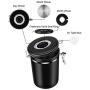 Coffee Container MOICO Coffee Stainless Steel Container-One Way Co2 Valve Airtight Coffee Canister with Coffee Scoop ＆ Travel Jar(Black,16oz+0.65oz)