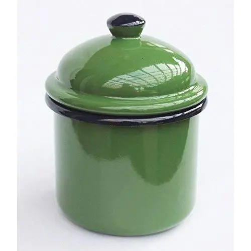 DanDiBo Lagerwarein Metallbehälter für Mehl 501Z Zinn 15 cm Enamellierter Vintage Cottage Stil Mehlkanne Enamel Teekanne Kaffee Kanne (grün)