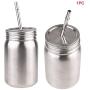 500Ml Stainless Steel Mason Jar Organizer Coffee Tea Storage Cup With Lid Straw Double Walled For Drinking,401 To 500Ml