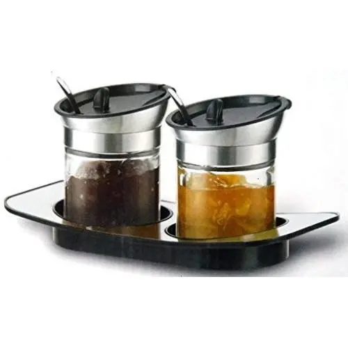 Bouteille à Épices en Verre avec Cuillère en Acier Inoxydable, Récipient à Épices, Boîte de Conserve, Bouteille de Rangement en Verre et Plateau Bouteille à Épices en Verre avec Cuillère en Acier Inoxydable, Récipient à Épices, Boîte de Conserve, Bouteille de Rangement en Verre et Plateau