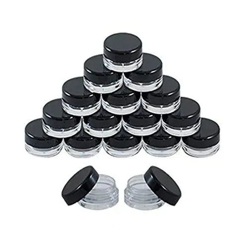 50 Stück 5g Kosmetikbehälter Leere Wiederbefüllbare Klare Kunststoffrunde Töpfe mit Schraubdeckeln Probenbehälter für Creme Lotion Lippenbalsam Augenmakeup Nagellack Schmuckproben