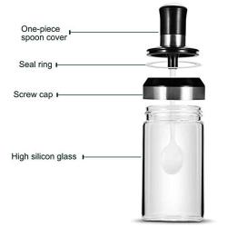 ZFRANC Glass Seasoning Bottle Salt Storage Box Spice Jar Kitchen Supplies with Spoon for Home & Hotel