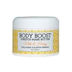 Body Boost Milk & Honey Stretch Mark Butter 8 oz.-Treat Stretch Marks and Scars- Pregnancy and Nursing Safe- Allergen Free