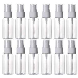 HOSL 12Pack 1 Ounce Empty Spray Bottles Travel bottles Refillable Fine Mist Perfume Sprayer Bottle Cosmetic Atomizers PET Spray Bottles Pump(Clear)