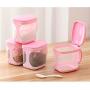 Daliuing Household Storage Containers Spice Jars Kitchenware Sugar Bowl Salt Pot Sugar Container with Lid and Serving Spoons Condiment Jars 9.6cmx7.4cmx11cm Pink