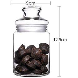 Kitchen Food Storage Jar Airtight Food Storage Three-piece Storage Tank Transparent Glass Tea Can (Size : Round 500ml)