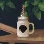 Green Portuguese Pointer Silhouette Frosted Glass Mason Jar With Straw