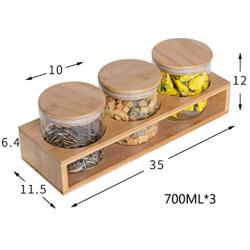 Glass Sealed Jars, Kitchen Household Grain Containers, With Display Stand, Storage Spices/Corn Flakes/Coffee Beans