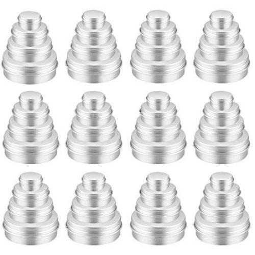 48 PCS Round Aluminum Cans Containers, Screw Lid Metal Storage Tins for Kitchen, Office, Candles, Candies, Small Crafts Slide Lid Spice jars (Mixed Sizes)