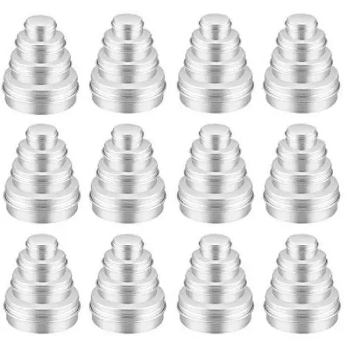 48 Stückrunde Aluminiumdosen Behälter mit Schraubdeckel für Küche, Büro, Kerzen, Süßigkeiten, kleine Kunsthandwerkliche Gegenstände, Schublade Gewürzgläser (Gemischte Größen)