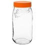 Le Parfait Screw Top Jar - 3L Wide Mouth French Glass Storage Jar w/Orange Plastic Lid, 96oz/3 Quarts (Pack of 3)