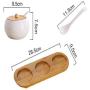 WEIWEI Spice Jars Box,Kitchen Ceramic Condiment Storage Container and Bamboo Pallet Three-Piece Set