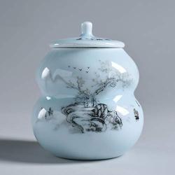 Cereal Containers Ceramic Tea Cans, Celadon Household Kitchen Storage Moisture-proof Cans Containers