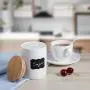 10 fl oz Airtight Ceramic Sugar Bowl with Seal Bamboo Lid, LUCKY GODDNESS Porcelain Sugar Container Food Storage Jar with Label for Coffee, Tea, Kitchen