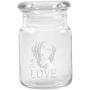 Clear Glass Herb Stash Jar with Lid 4.5 oz with Bob Marley Logo from Smoke Promos