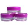 (Quantity: 200 Pieces) Beauticom 3G/3ML Round Clear Jars with PURPLE Lids for Scrubs, Oils, Toner, Salves, Creams, Lotions, Makeup Samples, Lip Balms - BPA Free