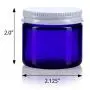 Cobalt Blue Thick Glass Straight Sided Jar with White Metal Airtight Lid - 2 oz / 60 ml (12 pack) + Spatulas and Labels Cobalt Blue Thick Glass Straight Sided Jar with White Metal Airtight Lid - 2 oz / 60 ml (12 pack) + Spatulas and Labels