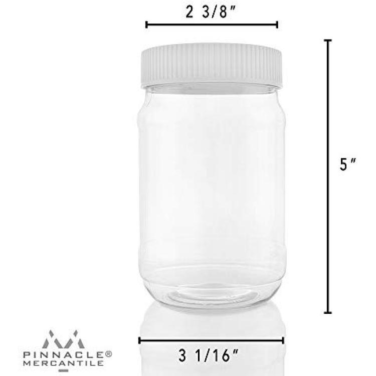 16 Oz Clear Plastic Mason Jars With Ribbed Liner Screw On Lids