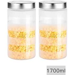 Jars for Scrubs, Transparent Storage containers with lid Versatile Durable Mason jar Round Glass Pot-C 1700mlx2