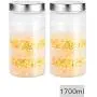Jars for Scrubs, Transparent Storage containers with lid Versatile Durable Mason jar Round Glass Pot-C 1700mlx2 Jars for Scrubs, Transparent Storage containers with lid Versatile Durable Mason jar Round Glass Pot-C 1700mlx2