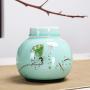 Creative Hand Painted Celadon Pastoral Style Tea Caddy Ceramic Tea Set Tea Can Spice Seasoning Storage Bottle Sealed Jar,B