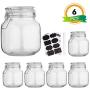 Glass Kitchen Storage Canister Mason Jars with Lids,32oz Airtight Glass Canister with Hinged Lid，Perfect for Kitchen Canning Cereal,Pasta,Sugar,Beans (Labels & Chalk Marker)-Set of 6