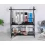 TQVAI 2 Tier Can Rack Spice Jar Storage Organizer with Kitchen Roll Holder, Black TQVAI 2 Tier Can Rack Spice Jar Storage Organizer with Kitchen Roll Holder, Black
