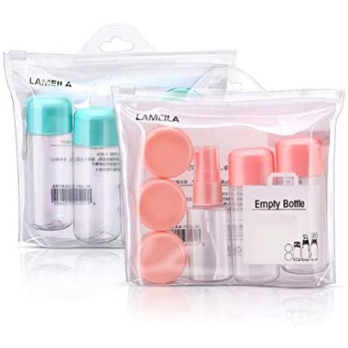 Travel Bottle Set Spray Bottle Shampoo Empty Cosmetic Containers Refillable Pump Essential Oil Plastic Cream Jar Atomizer (Color : Pink)