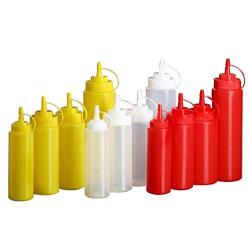 3PCS 16oz/480ML Empty Plastic Squeeze Squirt Condiment Bottles Sauce BBQ Ketchup Mustard Storage Jar Vinegar Cream Honey Salad Dressing Bottle Pot For Home Kitchen???Color Random)