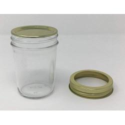 8 oz Mason (Jelly) Half Pint Glass Jars with Gold 2-piece Metal Lids by Richards Packaging 12 Pack for Canning Tapered Sides