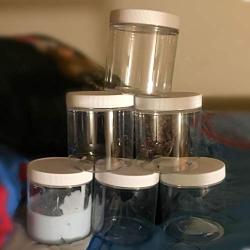 8 0z Jars with Lids Multi-Purpose Clear Empty Wide-Mouth Plastic Storage Containers, 6 packs